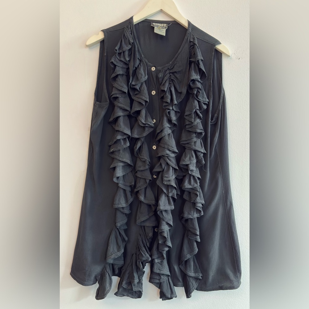 Vintage Ghost london Ruffled Sleeveless Top. Rare find